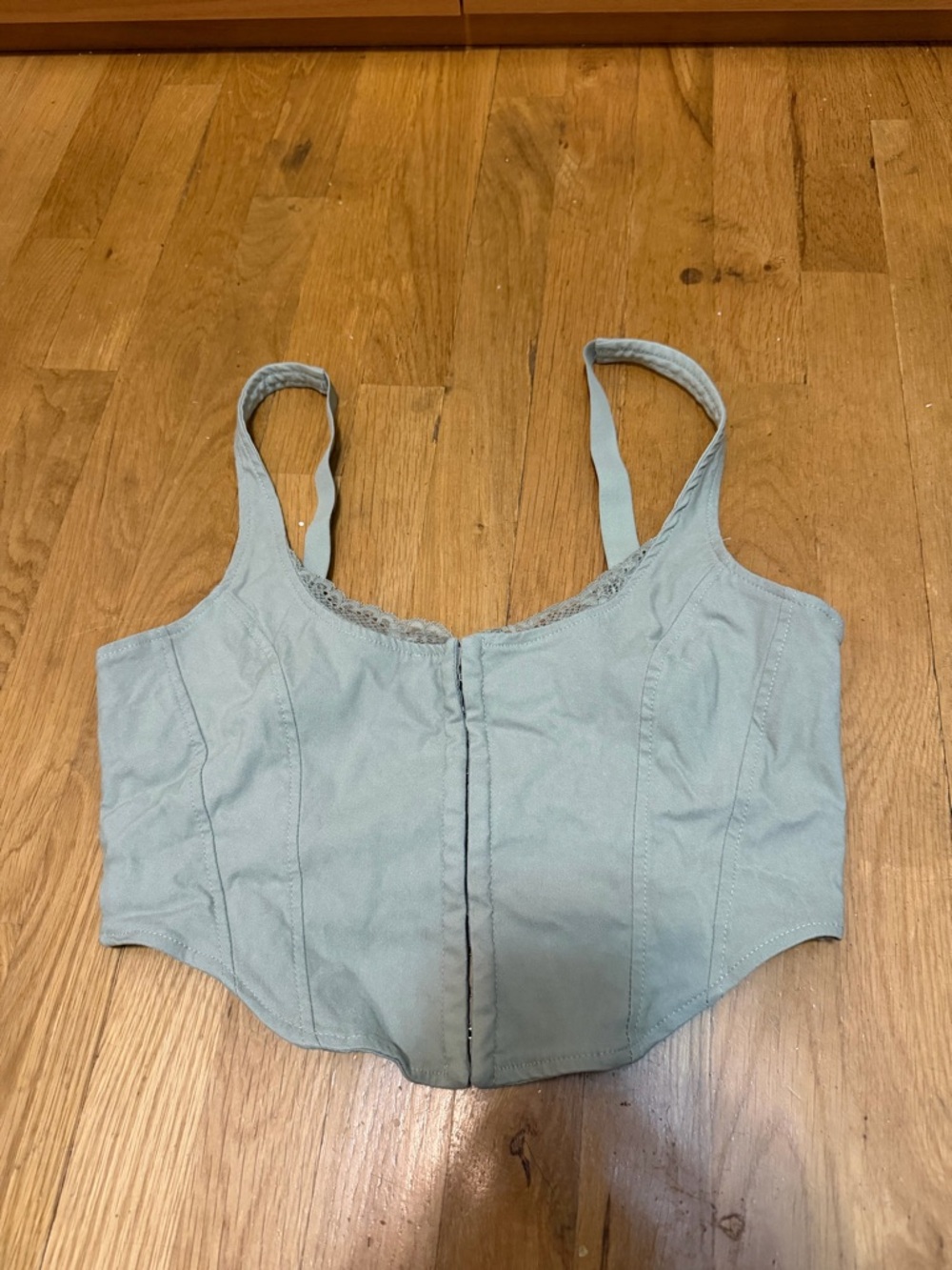 Garage Faye Lace Trim Bustier Large Green Crop Top